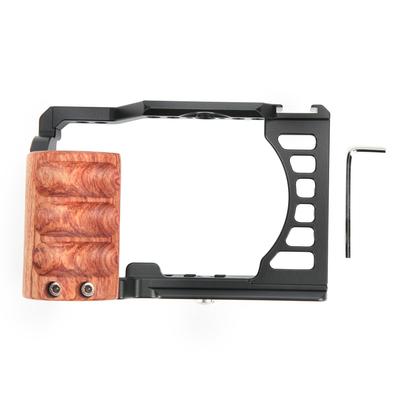 Aluminum Alloy Camera Video Shooting Cage Kit with Wooden Handle Grip for Sony A7C