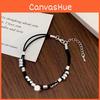 Trendy Geometric Silver Fragment Black Leather Bracelet For Women And Men