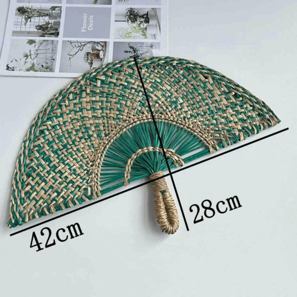 Semicircular Grass Woven Fan Seaweed Cooling Fan Natural Handheld Fan Summer