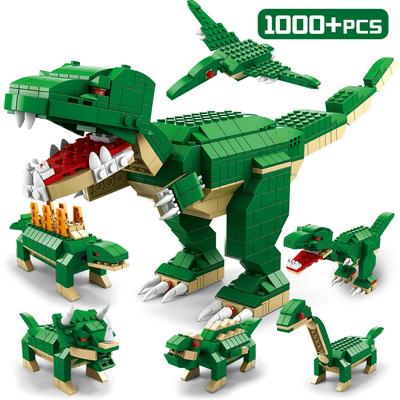 1000PCS 6 In 1 Dinosaur Tyrannosaurus Rex Model Building Blocks Kids Dinosaur World Bricks Toys