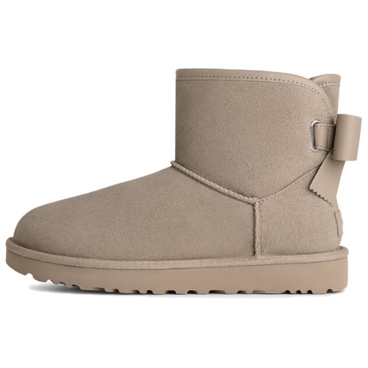 UGG Ultra Mini Bailey Leather Bow Comfortable Fashion Snow Boots Women boots Pebble-Grey 1174494-CBBLG