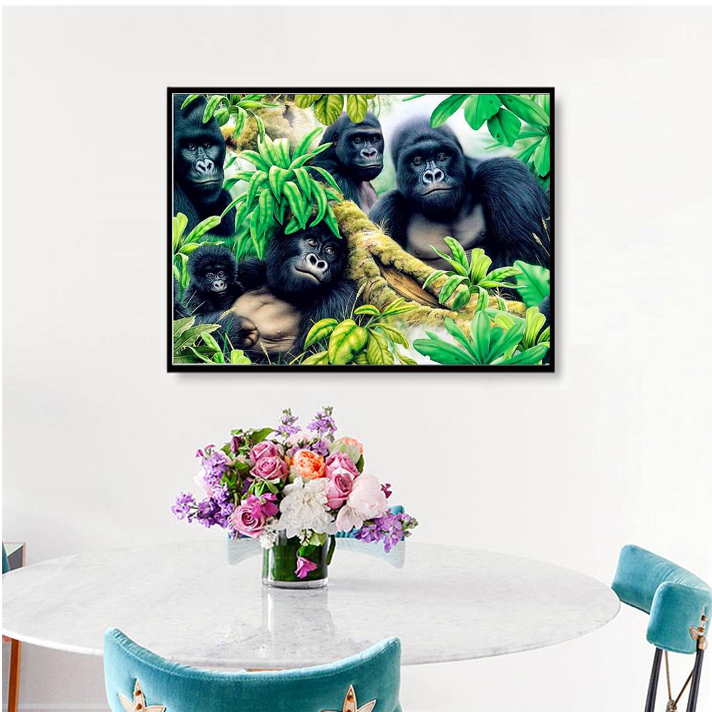 Pełny sauqre obraz diamentowy DIY szympans zwierzęta diamentowy haft krzyżykowy ścieg diamentowy