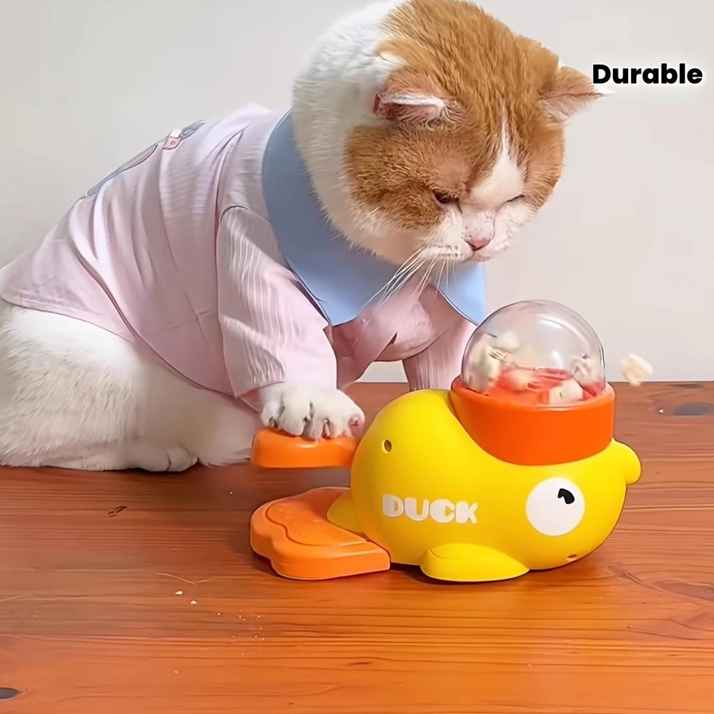 Duck Design Manual Press Cat Feeder Toy, Battery-Free Interactive Pet Treat Dispenser for Cats Dogs
