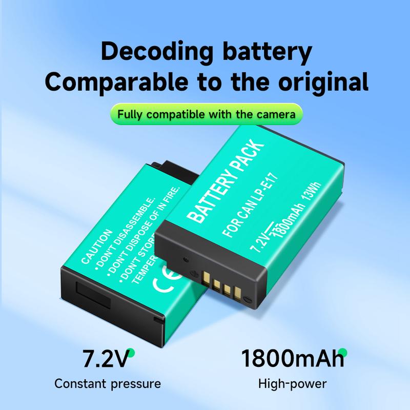 1800mAh LPE17 LP E17 LP-E17 Battery +LCD USB Charger For Canon EOS RP 200D M3 M6 750D 760D T6i T6s 800D 8000D Kiss X8i Camera
