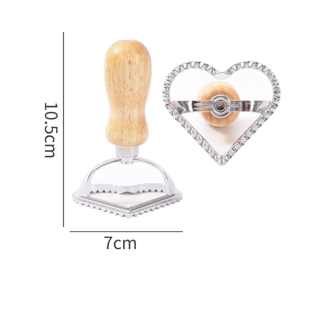 Cutter Stamp Set - Press Stamp with Reading Dough Cutter and Wooden Handle for Ravioli Maker Pasta Cutter Pasta