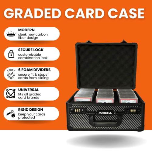 PREZA Grade Card Storage Box - Premium Trading Card Case for Grade Sports and TGC Collections - Carbon Fiber Slab Case Storage (Large)