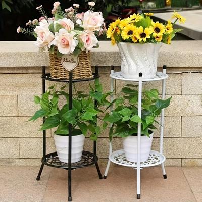 1 Pack 2-Tiered Tall Plant Stand Metal Plant ShelfSupports Rack For Indoor Outdoor Home Decoration