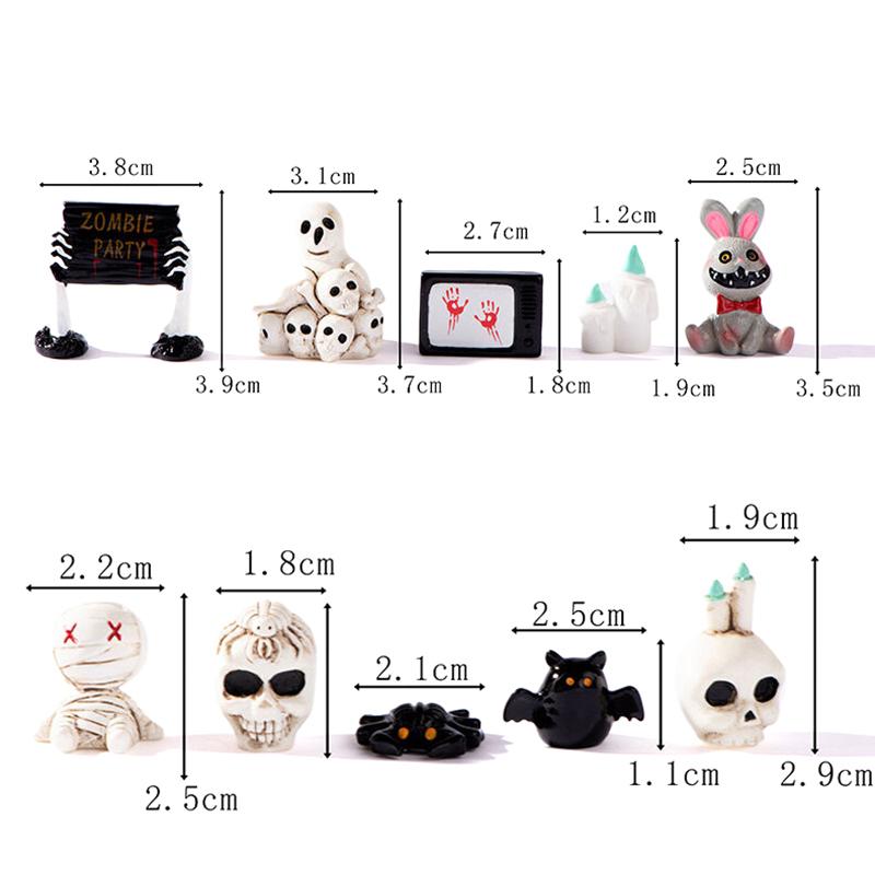 Halloween Harz Geister Schädel Grabstein Miniatur Figuren Puppenhaus Zubehör Halloween Hause Tisch Blumentopf Dekor