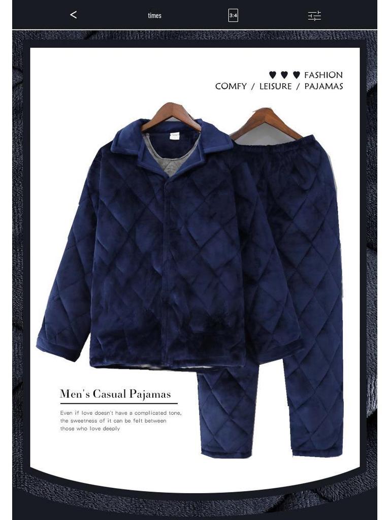 Prisoner's Winter Cotton Jacket & Coral Fleece Pajamas Set