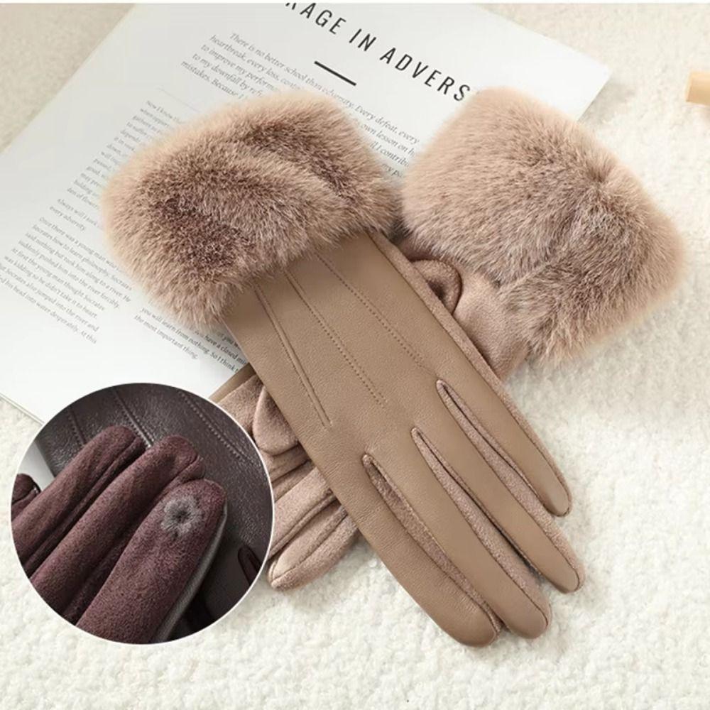 Gants Thermiques Doublés à Écran Tactile pour Femmes Couleur Unie Gants Thermiques d'Hiver pour Femmes Saison Hiver