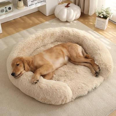 New Round Plush Pet Bed Winter Warm Long Fur Dog Cat Bed Cozy Soft Sleeping Mat Cushion for Small Medium Dogs Cats Puppy Kitten Home Supplies