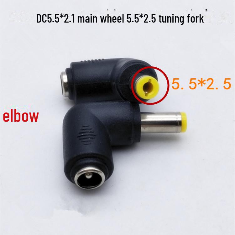 Laptop-Gleichstromnetzteil: 5,5x2,1mm Buchse zu 5,5x2,5mm Stecker, 90-Grad-Winkel