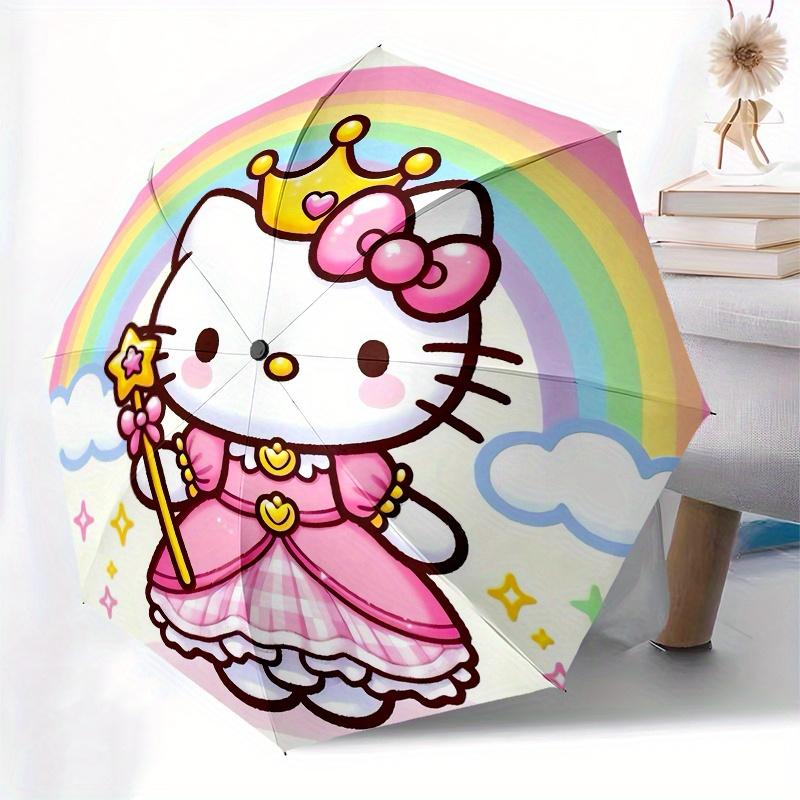 1pc Hello Kitty,Princess Automatic Umbrella-Foldable, Durable 8-Bone Design, Compact and Stylish, Great for Camping, Halloween, Christmas, M