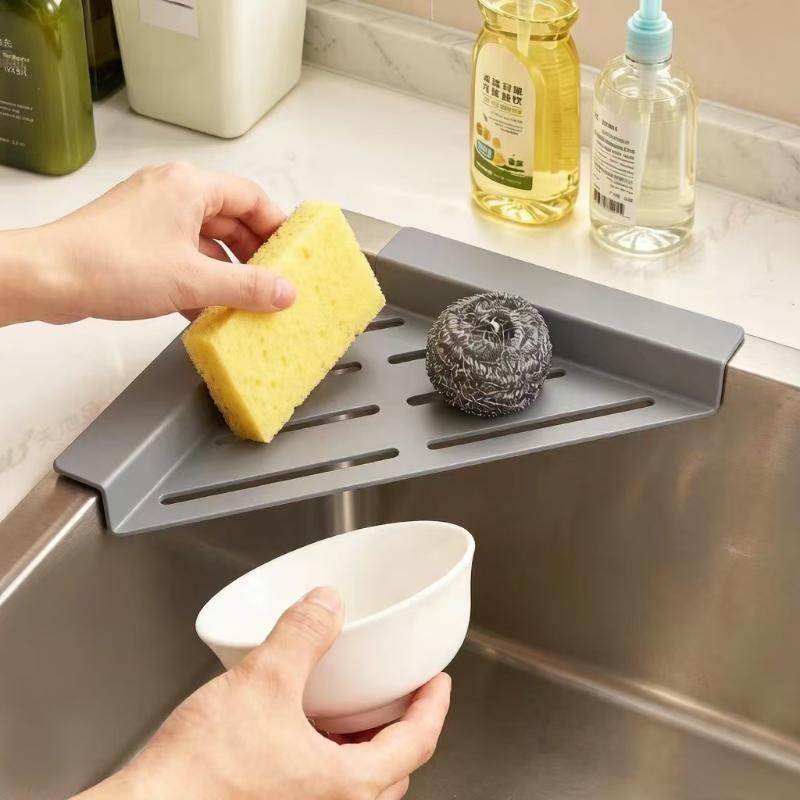 Durable Non-Slip Sink Dish Drying Rack Triangular Large Capacity Sink Sponge Rag Holder Sink Drainer For Kitchen Utensil
