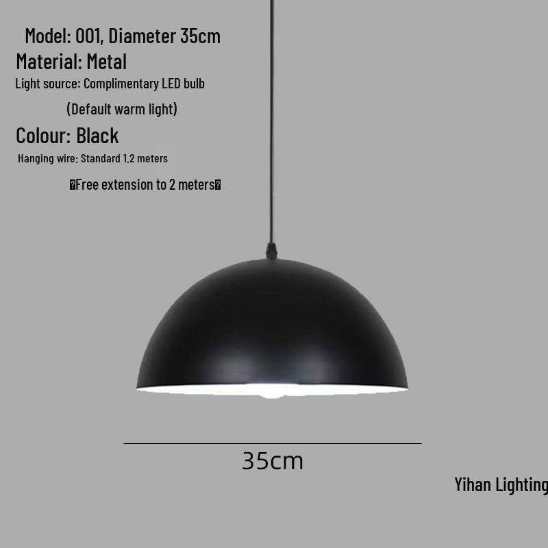 Modern Nordic Single-Head Pendant Light for Hotels, Bars, and Restaurants - Industrial Retro Style Lampshade.