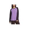 adidas Originals Adicolor Brand Logo Color Block Loose Long Sleeve T-Shirt Women Tops Violet JM8051