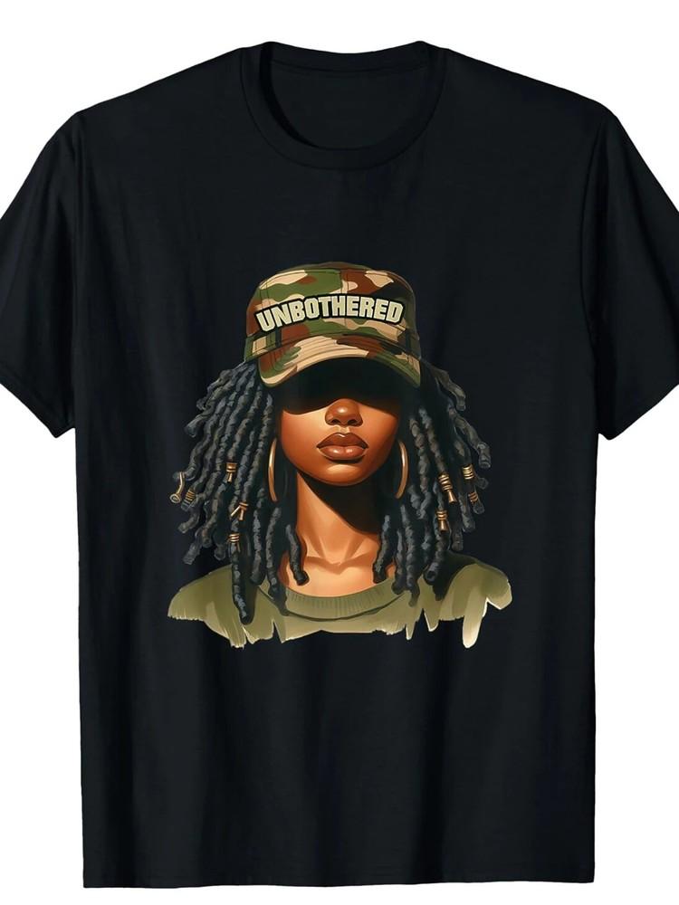 Men s Melanin Unbothered Locs Camo Graphic T-Shirt - 100% Cotton Soft Breathable Unisex T-Shirt XXXL