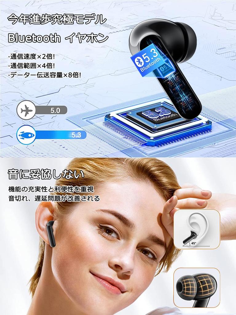 Bluetooth Wireless Earbuds Acoustic Technology Bluetooth Earbuds with Automatic Instant Touch Compact Design for and Web Conferencing [2025 Model]