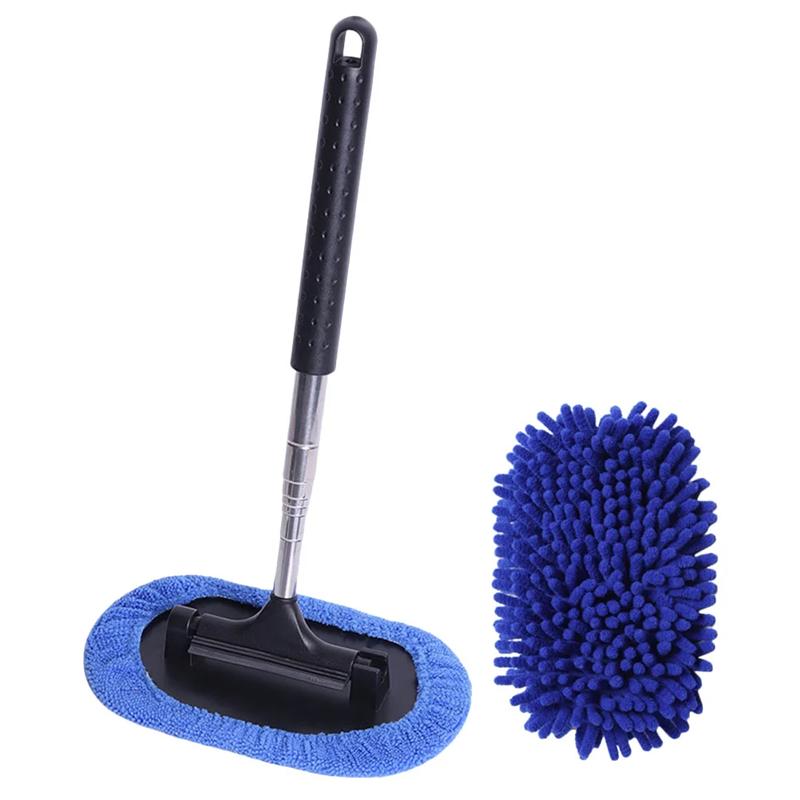 Telescopic Car Cleaning Brush Long Handle Car Wash Mop Microfiber Cleaner Tool