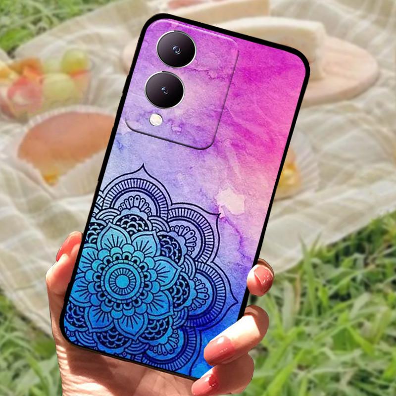 Für Vivo Y17s Hülle Mode Cartoon Schwarz Silikon Weiche Rückseite Hülle Für Vivo Y17s Handyhülle Cover 6,56" Y 17 s Funda Coque