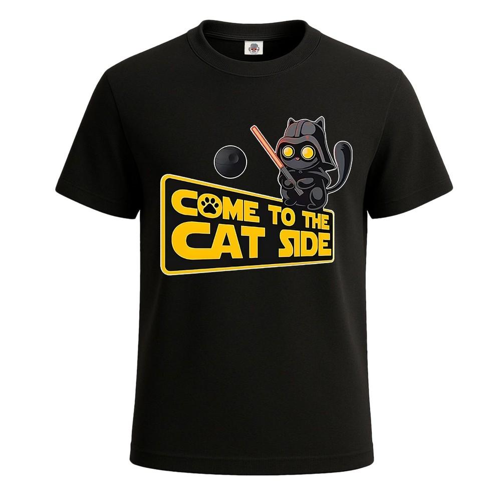 

Come To The Cat Side Mens TShirt Heavyweight Graphic Print Novelty Tee Top Unisex T-Shirt S