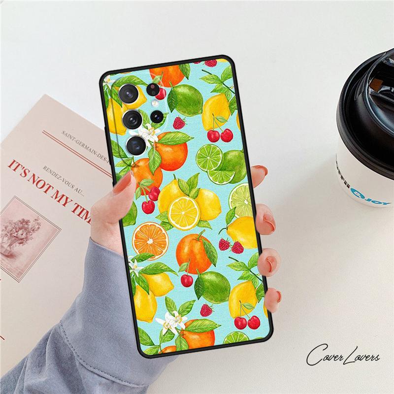 Tropical Summer Fruit Lemon phone case For Samsung Galaxy S24 S25 S23 S22 Ultra Note 10 20 Plus S20 S21 FE Cover