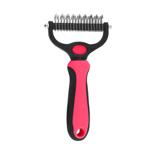 Pet Deshedding Brush Double-Sided Undercoat Rake for Dogs Cats Extra Wide Pet Shedding And Dematting Comb for Grooming