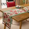 Jacquard Table Runner Geometric Runner, Colorful Triangles Vintage Floral Tassel Edge with Edges for Home Farmhouse Dining Decor Soft