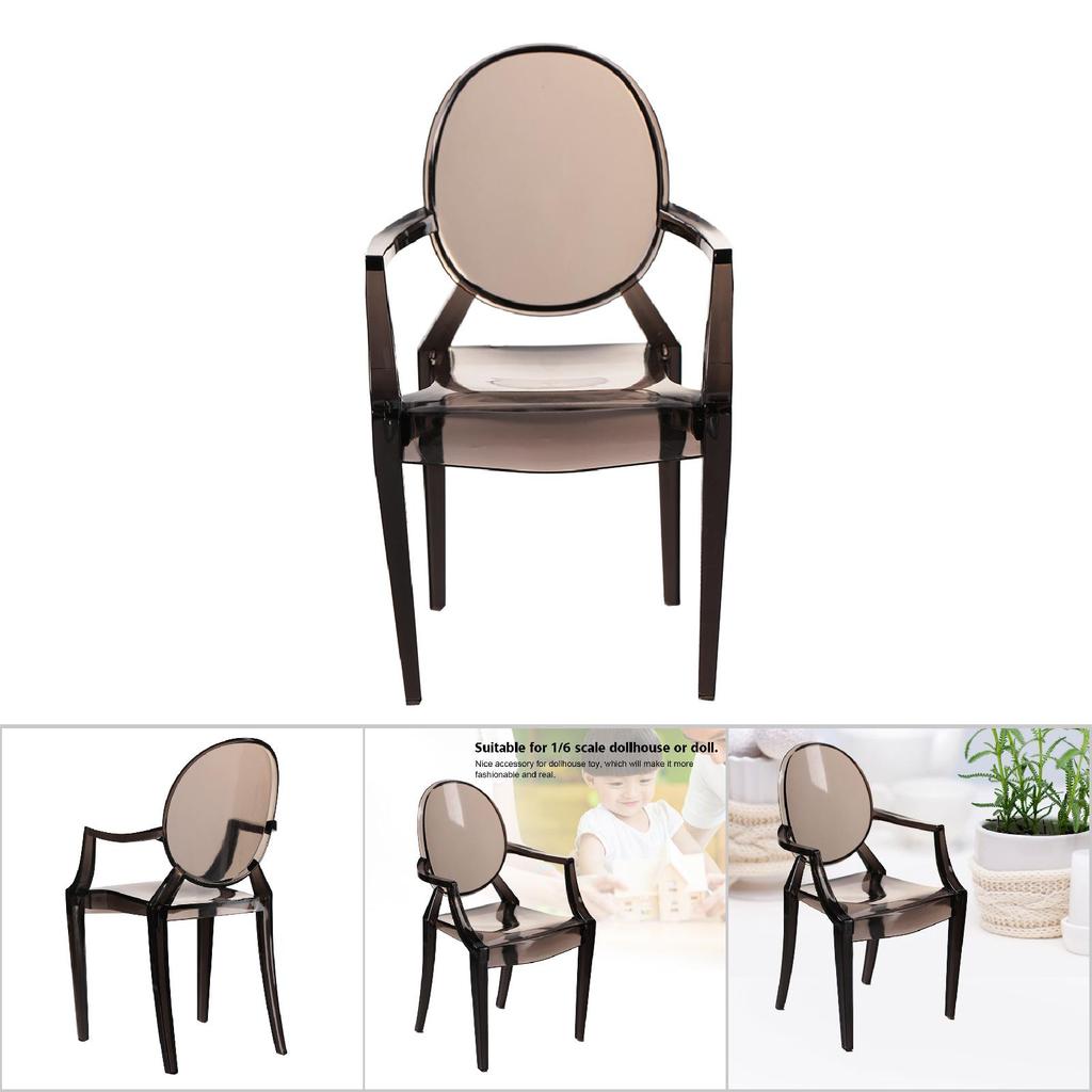 Miniature Armchair Plastic Chair Model Furniture for 1/6 Doll House Accessories (Grey)