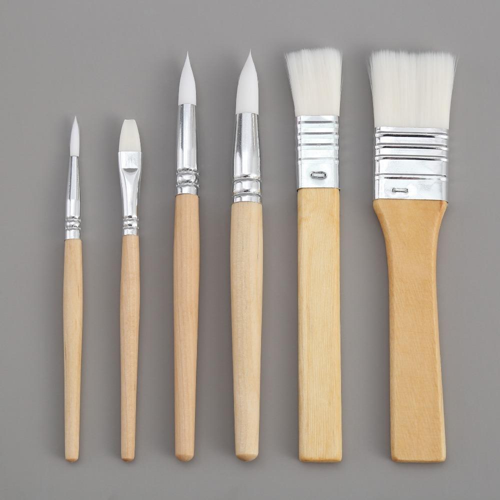 Art 6-pack oil painting pen, wood color short rod nylon brush set, watercolor pen, acrylic painting paint brush