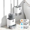 Toilet Brush And Holder Set Wall Mounted No Drill Quick Dry Dirt Resistant Deep Clean Bristles For Bathroom Toilet Bowl Cleaning