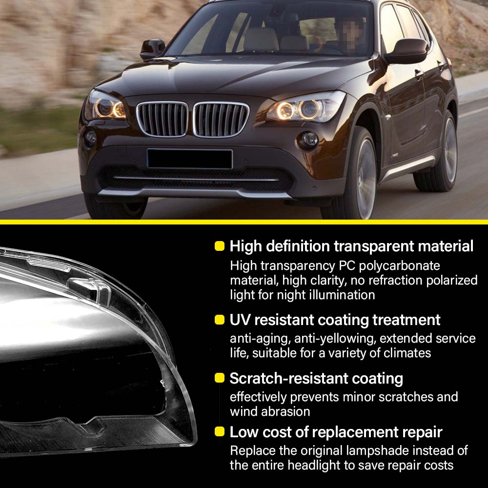 Car Front Headlight Lens Cover For BMW X1 E84 2010 2011 2012 2013 2014 2015 Headlamp Shell Transparent Lampshade Car Accessories