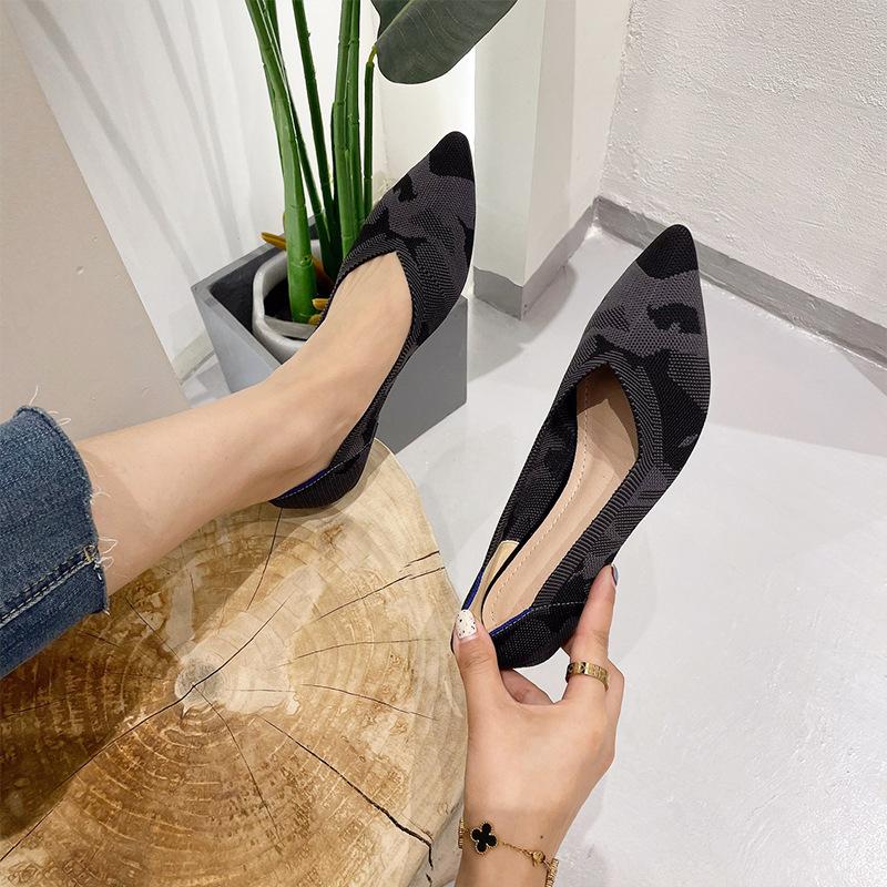 

Туфли принцессы вязаные одинарные туфли на плоской подошве Amazon большой размер женская обувь мягкая подошва повседневная обувь 43 черный серый