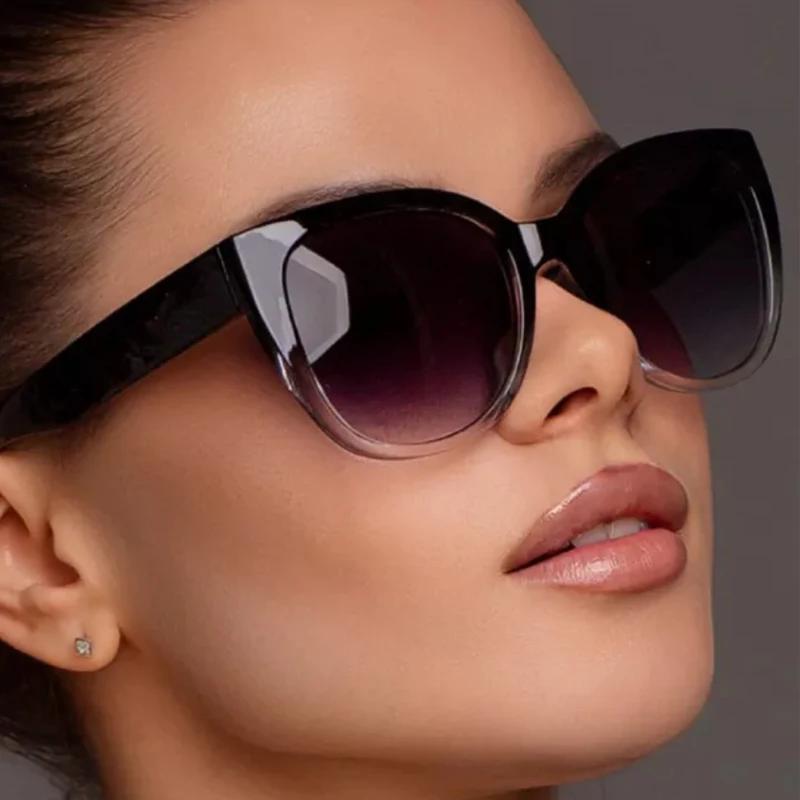 New Cat Eye Sunglasses Women Brand Sun Glasses Gradient Lens Simple Wide Leg Design Cateye Female Shades Eyeglasses Uv400