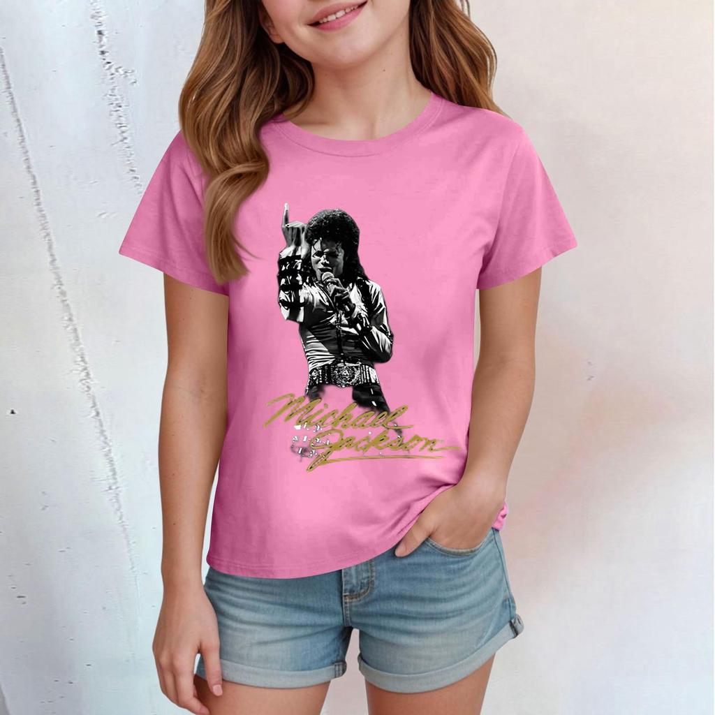 Kinder Print Rundhals Kurzarm Freizeit T-Shirt