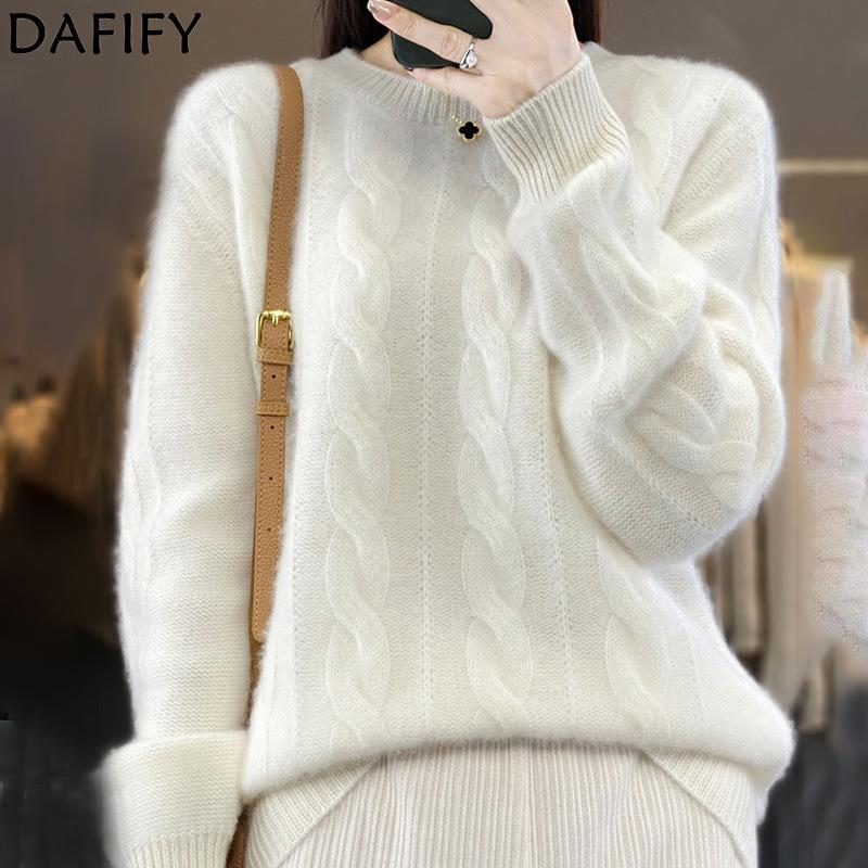 DAFIFY Dámská móda Ležérní Podzim Zima Jednobarevné svetry s dlouhým rukávem a výstřihem do O
