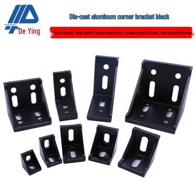 Die-Cast Aluminum Corner Bracket for Industrial Profiles (2020/3030/4040) - National & European Standards, Black Finish