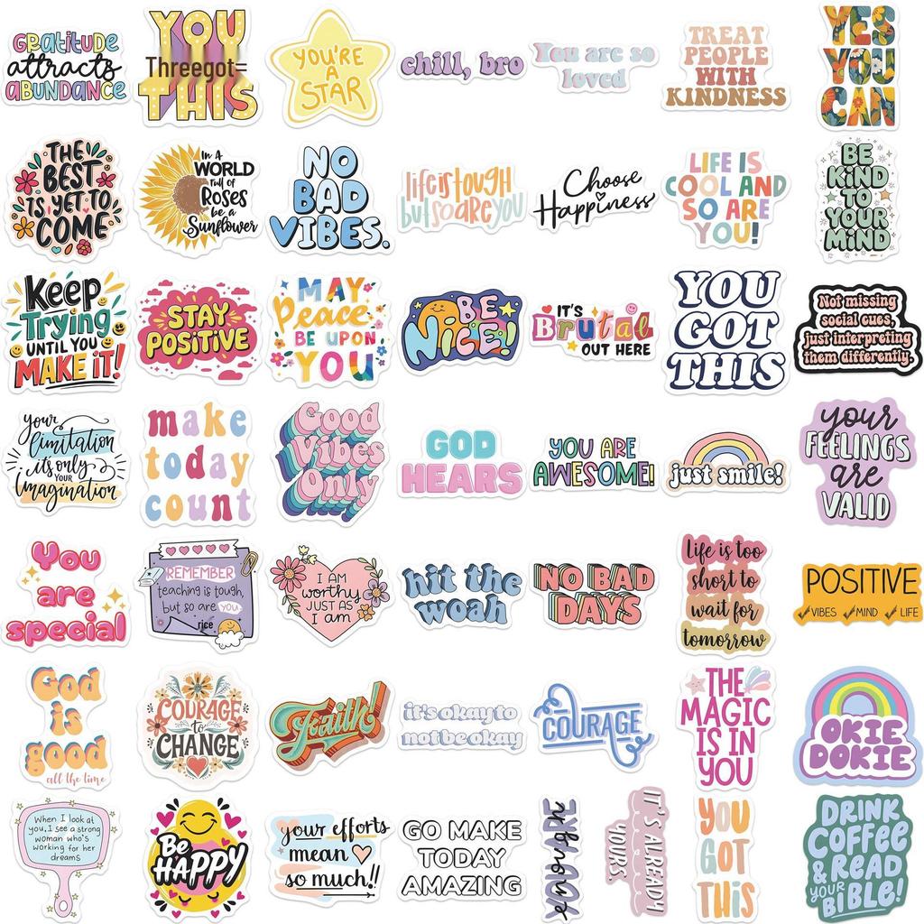 50pcs Inspirational Waterproof Creative Stickers for Notebooks, Phone Cases, and DIY Crafts