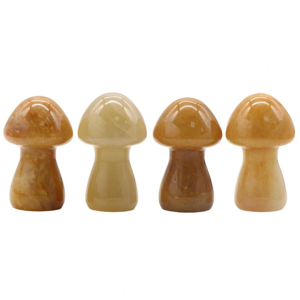 Mushroom Figurine Carved Nice-looking Clear Texture Smooth Edge Mushroom Micro Ornament DIY Faux Crystal Mushroom Figurine