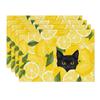 Lemon Cat Summer Placemats Set of 4, 12x18 Inch Seasonal Spring Holiday Table Mats for Party Kitchen Dining Decoration