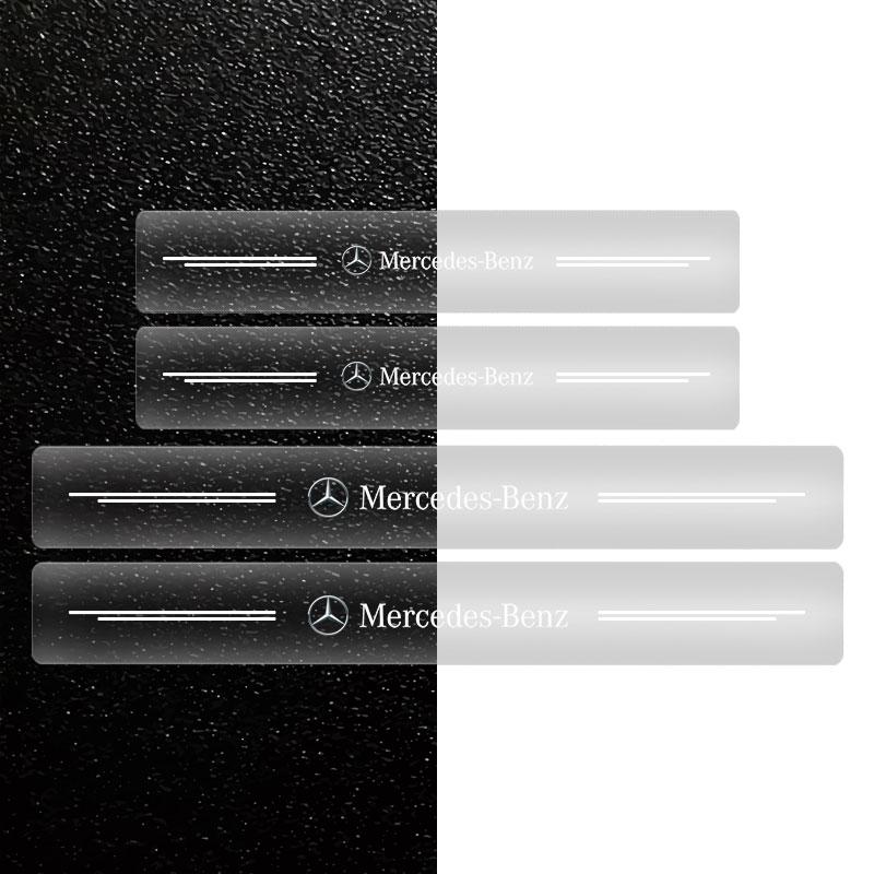 4X Car Threshold Protector Transparent Decorative 3D Sticker For Mercedes Benz AMG W212 W205 W246 W177 W176 W213 GLC GLE GLS ML Welcome Laser Lamp
