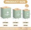 3 Set Airtight Coffee Sugar Tea Containers with Bamboo Lids, Rustic Metal Jars for Kitchen Storage (Turquoise)