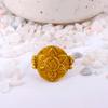 Antique Gold Plated Flower Ring | Vintage Style Brass Round Statement Ring for Women | Intricate Floral Design Jewelry