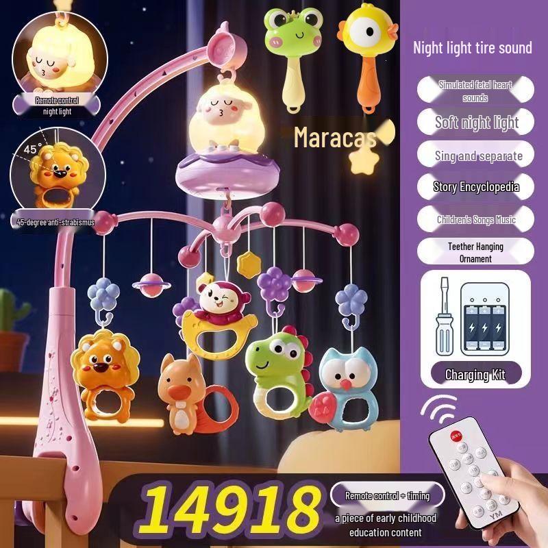 Remote-Control Crib Mobile with Rotating Hanging Toys for Newborns (0-6 Months)