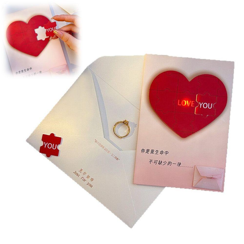 Shining Heart-shaped Puzzle Confession Card Blessing Greeting Card  Confession Couple Gift