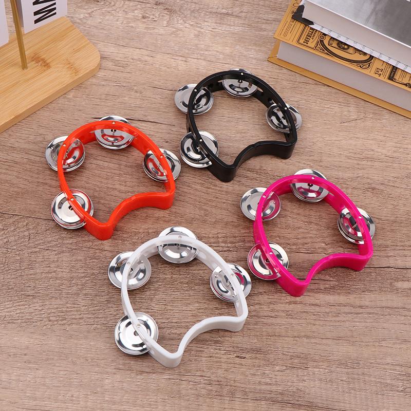 Kindergarten Hand-Held Tambourine Metal Bells Plastic Rattle Ball Percussion Ktv Party Kids Game Toy Musical Instrument