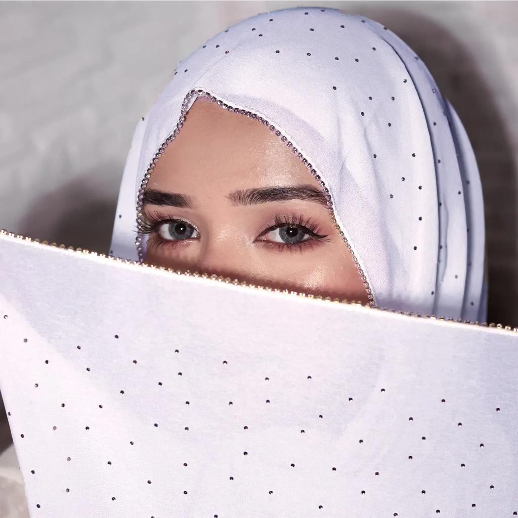 New Fashion Rhinestone Chain Hijab Long Chiffon Soft Scarves Shiny Stone Wraps Elegant Echarpe Foulard Muslim Women Scarf