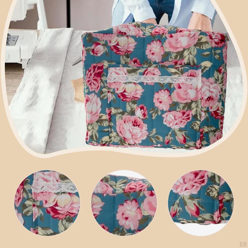Cover for Sewing Machine, Elegant Tool Storage Bag with Floral Print And Pocket.