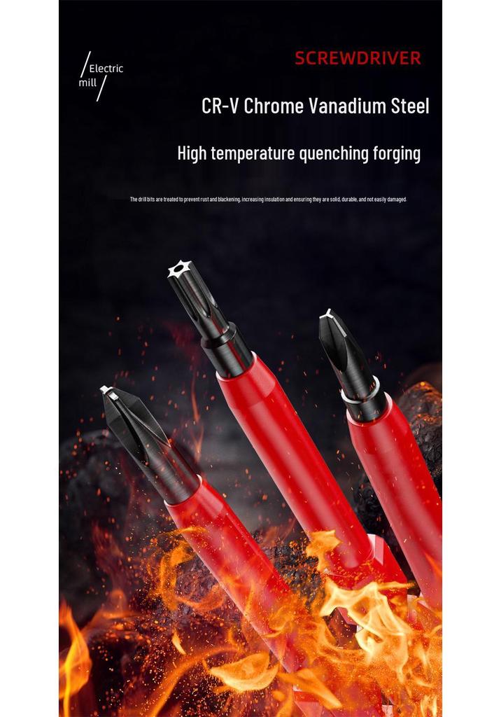 High-Voltage Resistant Multi-Purpose Insulated Screwdriver Set with Strong Magnetic Tips and Integrated Voltage Tester