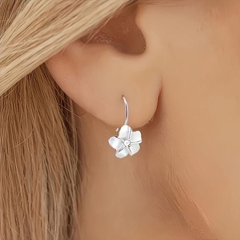 Luxury Versatile Frosted Flower Stud Earrings for Women - Niche Design, High-End Ear Hook Style